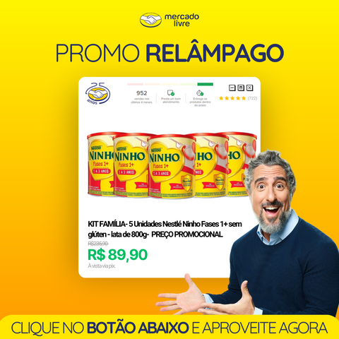 Kit 5 Unidades Fórmula infantil em pó sem glúten Nestlé Ninho Fases 1+ en lata de 800g - Image 1