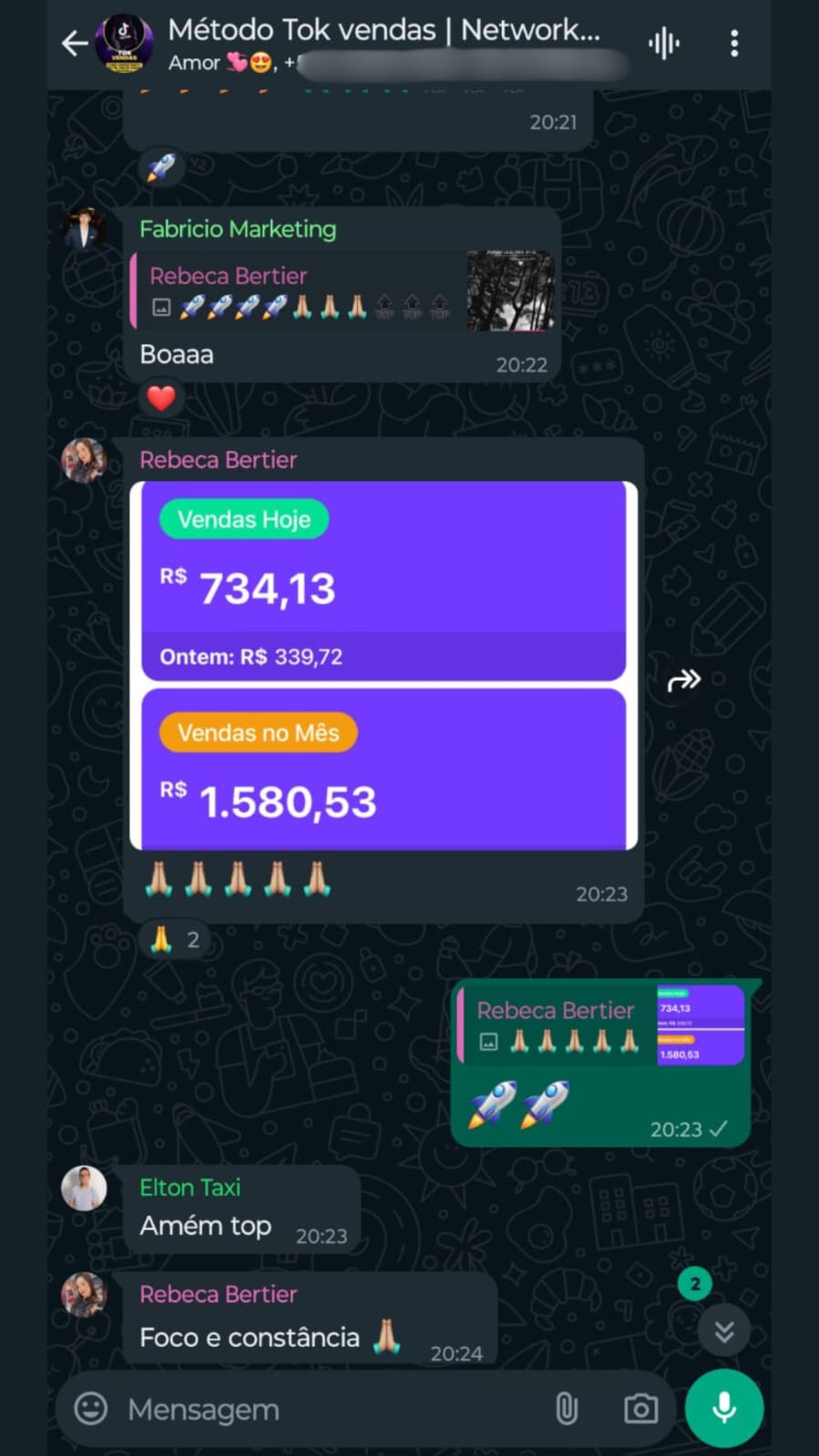 Resultado do aluno aplicando a técnica de venda 100% orgânica de venda no TikTok