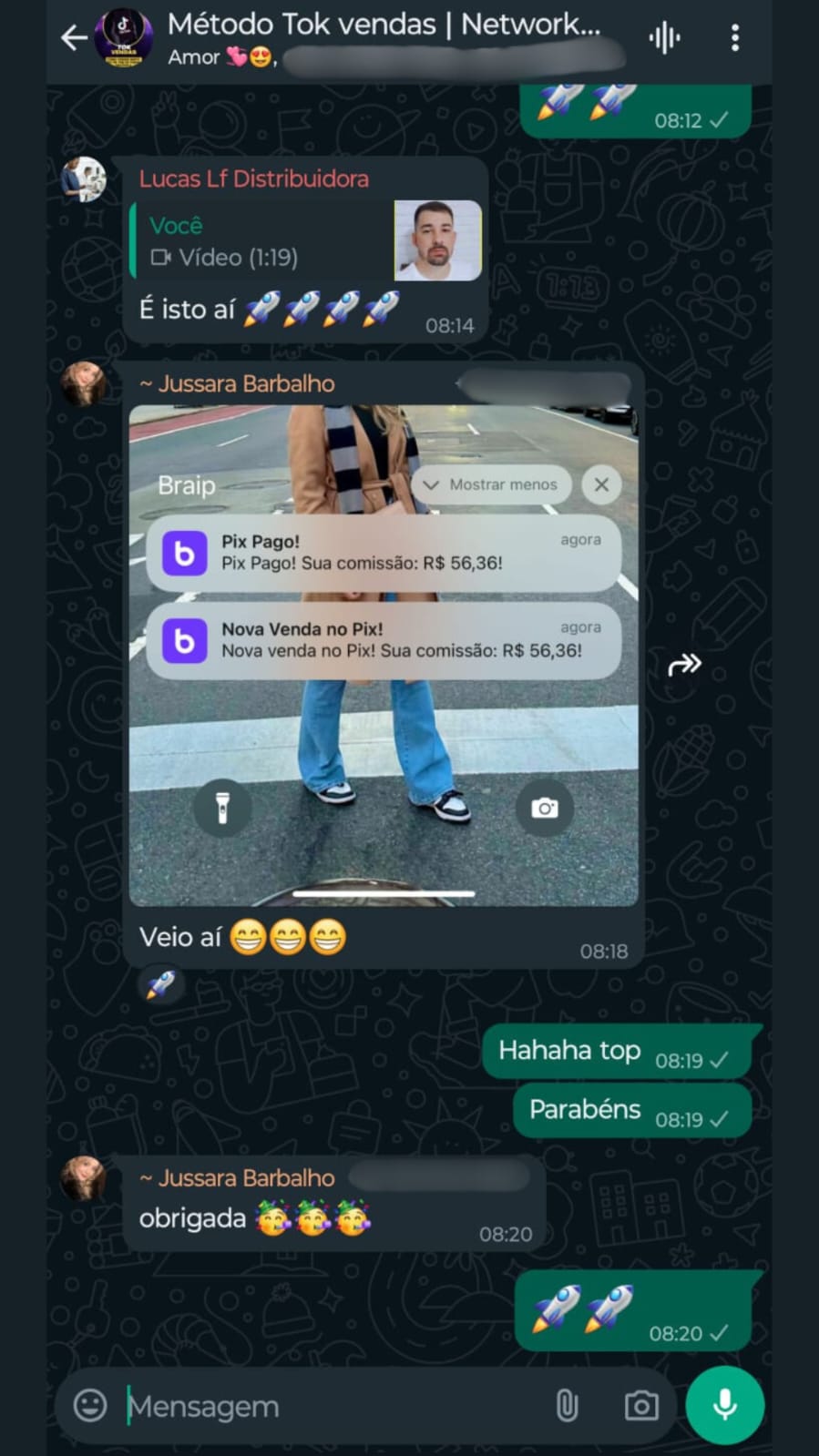 Resultado do aluno aplicando a técnica de venda 100% orgânica de venda no TikTok