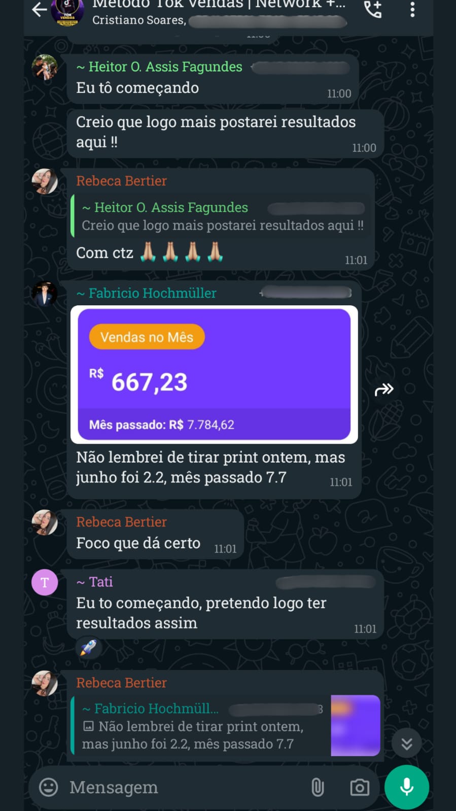 Resultado do aluno aplicando a técnica de venda 100% orgânica de venda no TikTok